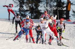 06.03.2011, Oslo, Norway (NOR): leading group, in front Anders Soedergren (SWE), Fischer, Salomon, Craft, left behind Maxim Vylegzhanin (RUS), Fischer, Rottefella, Alpina, Swix, adidas, right behind Tobias Angerer (GER), Rossignol, Rottefella, One Way, adidas  - FIS nordic world ski championships, cross-country, mass  men, Oslo (NOR). www.nordicfocus.com. © Hemmersbach/NordicFocus. Every downloaded picture is fee-liable.