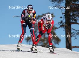 05.03.2011, Oslo, Norway (NOR): l-r: Justyna Kowalczyk (POL), Fischer, Salomon, Swix, Kristin Stoermer Steira (NOR), Madshus, Salomon, One Way, Swix  - FIS nordic world ski championships, cross-country, mass  women, Oslo (NOR). www.nordicfocus.com. © Hemmersbach/NordicFocus. Every downloaded picture is fee-liable.
