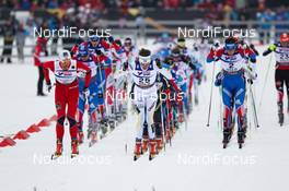 27.02.2011, Oslo, Norway (NOR):  (l-r) Petter Northug (NOR), Fischer, Swix, Alpina, Rottefella, Skigo, Johan Olsson (SWE), Fischer, One Way, Alpina, Rottefella, Craft and Alexander Legkov (RUS), Madshus, Swix, Rottefella, Adidas - FIS nordic world ski championships, cross-country, pursuit men, Oslo (NOR). www.nordicfocus.com. © Laiho/NordicFocus. Every downloaded picture is fee-liable.