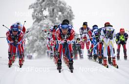 27.02.2011, Oslo, Norway (NOR): l-r: Maxim Vylegzhanin (RUS), Fischer, Rottefella, Alpina, Swix, adidas, Alexander Legkov (RUS), Madshus, Rottefella, Swix, adidas, Johan Olsson (SWE), Madshus, Salomon, Leki, Craft  - FIS nordic world ski championships, cross-country, pursuit men, Oslo (NOR). www.nordicfocus.com. © Hemmersbach/NordicFocus. Every downloaded picture is fee-liable.