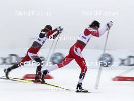02.03.2011, Oslo, Norway (NOR): feature, l-r: Aurelius Herburger (AUT), Fischer, Salomon, Swix and Alex Harvey (CAN), Fischer, Salomon, Swix  - FIS nordic world ski championships, cross-country, team sprint, Oslo (NOR). www.nordicfocus.com. © Hemmersbach/NordicFocus. Every downloaded picture is fee-liable.