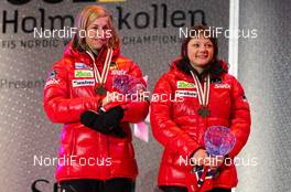 02.03.2011, Oslo, Norway (NOR):  (l-r) Astrid Jacobsen (NOR), Fischer, Swix, Rottefella and Maiken Caspersen Falla (NOR), Fischer, Swix, Alpina, Rottefella - FIS nordic world ski championships, cross-country, team sprint, Oslo (NOR). www.nordicfocus.com. © Laiho/NordicFocus. Every downloaded picture is fee-liable.