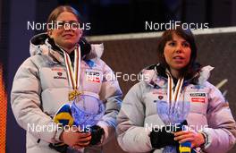 02.03.2011, Oslo, Norway (NOR): (l-r) Ida Ingemarsdotter (SWE), Rossignol, One Way, Rottefella, Craft and Charlotte Kalla (SWE), Fischer, Swix, Salomon, Craft  - FIS nordic world ski championships, cross-country, team sprint, Oslo (NOR). www.nordicfocus.com. © Laiho/NordicFocus. Every downloaded picture is fee-liable.