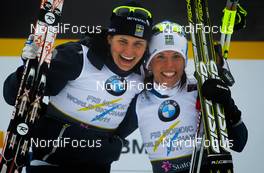 02.03.2011, Oslo, Norway (NOR):  (l-r)Ida Ingemarsdotter (SWE), Rossignol, One Way, Rottefella, Craft and Charlotte Kalla (SWE), Fischer, Swix, Salomon, Craft - FIS nordic world ski championships, cross-country, team sprint, Oslo (NOR). www.nordicfocus.com. © Laiho/NordicFocus. Every downloaded picture is fee-liable.