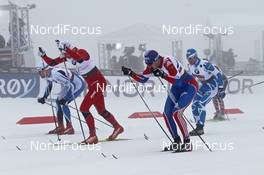 02.03.2011, Oslo, Norway (NOR): group, l-r: Petter Northug (NOR), Fischer, Alpina, Swix, Rottefella, Alexander Panzhinskiy(RUS), Rossignol, Rottefella, Swix, Adidas, Jean Marc Gaillard (FRA), Fischer, Swix, One Way - FIS nordic world ski championships, cross-country, team sprint, Oslo (NOR). www.nordicfocus.com. © Hemmersbach/NordicFocus. Every downloaded picture is fee-liable.