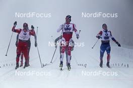 02.03.2011, Oslo, Norway (NOR): finish line, final, l-r: Ola Vigen Hattestad (NOR), Fischer, Swix, Rottefella, Alex Harvey (CAN), Fischer, Salomon, Swix, Nikita Kriukov (RUS), Rossignol, Rottefella, Swix, Adidas - FIS nordic world ski championships, cross-country, team sprint, Oslo (NOR). www.nordicfocus.com. © Hemmersbach/NordicFocus. Every downloaded picture is fee-liable.