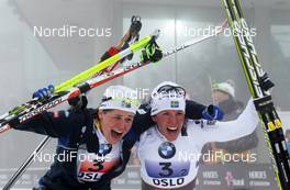 02.03.2011, Oslo, Norway (NOR): l-r: Ida Ingemarsdotter (SWE), Rossignol, Rottefella, Craft and Charlotte Kalla (SWE), Fischer, Salomon, Swix, Craft  - FIS nordic world ski championships, cross-country, team sprint, Oslo (NOR). www.nordicfocus.com. © Hemmersbach/NordicFocus. Every downloaded picture is fee-liable.