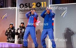 02.03.2011, Oslo, Norway (NOR):  (l-r) Nikita Kriukov (RUS), Rossignol, Swix, Rottefella, Adidas and Alexander Panzhinskiy (RUS), Rossignol, Swox, Rottefella - FIS nordic world ski championships, cross-country, team sprint, Oslo (NOR). www.nordicfocus.com. © Laiho/NordicFocus. Every downloaded picture is fee-liable.