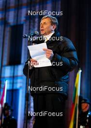 23.02.2011, Oslo, Norway (NOR): general feature of the opening ceremony, Sveen Aaser having a speech  - FIS nordic world ski championships, cross-country, opening ceremony, Oslo (NOR). www.nordicfocus.com. © Laiho/NordicFocus. Every downloaded picture is fee-liable.