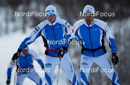05.04.2011, Tana, Norway (NOR):  (r-l) Jaak Mae (EST), Fischer, Swix, Rottefella and Karel Tammjarv (EST) - Tour de Barents 2011, training, Tana (NOR). www.nordicfocus.com. © Laiho/NordicFocus. Every downloaded picture is fee-liable.