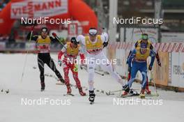 04.12.2011, Duesseldorf, Germany (GER): group, in front Jesper Modin (SWE), Craft, Fischer, Salomon, Swix, behind Drew Goldsack (CAN), Fischer, Rottefella, Alpina, Swix, One Way  - FIS world cup cross-country, team sprint, Duesseldorf (GER). www.nordicfocus.com. © Hemmersbach/NordicFocus. Every downloaded picture is fee-liable.