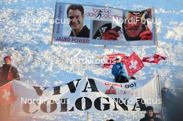 11.12.2011, Davos, Switzerland (SUI): Event Feature: Banners for Dario Cologna (SUI), Fischer, Rottefella, Alpina, Swix, ODLO, Casco - FIS world cup cross-country, individual sprint, Davos (SUI). www.nordicfocus.com. © Manzoni/NordicFocus. Every downloaded picture is fee-liable.