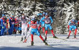18.12.2011, Rogla, Slovenia (SLO): group, in front Alexei Petukhov (RUS), Fischer, Fischer, Rottefella, Swix, Adidas, behind l-r: Robin Bryntesson (SWE). Fischer, Salomon, Craft, Gleb Retivykh (RUS), Fischer, Rottefella, Adidas, Swix  - FIS world cup cross-country, individual sprint, Rogla (SLO). www.nordicfocus.com. © Hemmersbach/NordicFocus. Every downloaded picture is fee-liable.