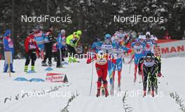 17.12.2011, Rogla, Slovenia (SLO): finish, l-r: Petter Northug (NOR), Fischer, Rottefella, Alpina, Ski Go, Swix  Alexey Poltoranin (KAZ), Fischer, Salomon, Swix, Dario Cologna (SUI), Fischer, Rottefella, Alpina, Swix, Odlo  - FIS world cup cross-country, mass men, Rogla (SLO). www.nordicfocus.com. © Hemmersbach/NordicFocus. Every downloaded picture is fee-liable.