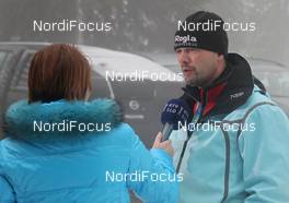 16.12.2011, Rogla, Slovenia (SLO): Uros Ponikvar (SLO), Chief of Competition at an interview of RTV Slovenia - FIS world cup cross-country, training, Rogla (SLO). www.nordicfocus.com. © Hemmersbach/NordicFocus. Every downloaded picture is fee-liable.