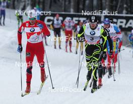 30.12.2011, Oberhof, Germany (GER): group, l-r: Petter Northug (NOR), Fischer, Rottefella, Alpina, Ski Go, Swix, Maurice Manificat (FRA), Fischer, Swix, One Way  - FIS world cup cross-country, tour de ski, pursuit men, Oberhof (GER). www.nordicfocus.com. © Hemmersbach/NordicFocus. Every downloaded picture is fee-liable.