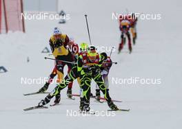 10.12.2011, Ramsau, Austria (AUT): group, in front Jason Lamy-Chappuis (FRA), Salomon, Swix, One Way  - FIS world cup nordic combined, individual gundersen HS98/10km, Ramsau (AUT). www.nordicfocus.com. © Hemmersbach/NordicFocus. Every downloaded picture is fee-liable.