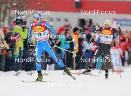 10.12.2011, Ramsau, Austria (AUT): group, in front Janne Ryynaenen (FIN), Fischer, Rottefella, behind Bill Demong (USA), Atomic  - FIS world cup nordic combined, individual gundersen HS98/10km, Ramsau (AUT). www.nordicfocus.com. © Hemmersbach/NordicFocus. Every downloaded picture is fee-liable.