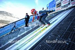 01.01.2011, Garmisch, Germany (GER): Fischer athletes on the inrun - FIS world cup ski jumping, four hills tournament, individual HS140, Garmisch (GER). www.nordicfocus.com. Â© Felgenhauer/NordicFocus. Every downloaded picture is fee-liable.