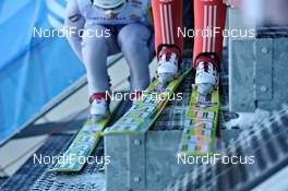 01.01.2011, Garmisch, Germany (GER): Fischer athletes on the inrun - FIS world cup ski jumping, four hills tournament, individual HS140, Garmisch (GER). www.nordicfocus.com. Â© Felgenhauer/NordicFocus. Every downloaded picture is fee-liable.