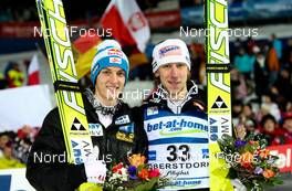 05.02.2011, Oberstdorf, Germany (GER):  (l-r) Gregor Schlierenzauer (AUT), Fischer and Martin Koch (AUT), Fischer - FIS world cup ski jumping, individual HS213, Oberstdorf (GER). www.nordicfocus.com. © Laiho/NordicFocus. Every downloaded picture is fee-liable.