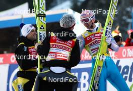 06.02.2011, Oberstdorf, Germany (GER):  (l-r) Andreas Kofler (AUT), Fischer, Thomas Morgenstern (AUT), Fischer and Martin Koch (AUT), Fischer - FIS world cup ski jumping, team HS213, Oberstdorf (GER). www.nordicfocus.com. © Laiho/NordicFocus. Every downloaded picture is fee-liable.
