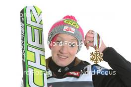 25.02.2011, Oslo, Norway (NOR): Daniela Iraschko (AUT), Fischer - FIS nordic world ski championships, ski jumping, medals, Oslo (NOR). www.nordicfocus.com. © Hemmersbach/NordicFocus. Every downloaded picture is fee-liable.