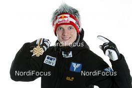 26.02.2011, Oslo, Norway (NOR): Thomas Morgenstern (AUT), Fischer - FIS nordic world ski championships, ski jumping, medals, Oslo (NOR). www.nordicfocus.com. © Hemmersbach/NordicFocus. Every downloaded picture is fee-liable.