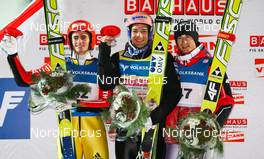 03.12.2011, Lillehammer, Norway (NOR): (l-r) Richard Freitag (GER), Fischer, Andreas Kofler (AUT), Fischer and Kamil Stoch (POL), Fischer  - FIS world cup ski jumping, individual HS100, Lillehammer (NOR). www.nordicfocus.com. Â© Laiho/NordicFocus. Every downloaded picture is fee-liable.
