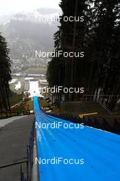 16.12.2011, Engelberg, Switzerland (SUI):  the hill stayed covered by plastic mat because of wind and rain - FIS world cup ski jumping, training, Engelberg (SUI). www.nordicfocus.com. Â© Laiho/NordicFocus. Every downloaded picture is fee-liable.