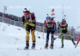 08.01.2012, Oberhof, Germany (GER): Florian Graf (GER), Rossignol, Rottefella, Leki, adidas, Lowell Bailey (USA), Rossignol, Rottefella, One Way - IBU world cup biathlon, mass men, Oberhof (GER). www.nordicfocus.com. © Manzoni/NordicFocus. Every downloaded picture is fee-liable.