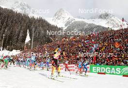 22.01.2012, Antholz, Italy (ITA): Event Feature: Start of the race - IBU world cup biathlon, mass women, Antholz (ITA). www.nordicfocus.com. © Manzoni/NordicFocus. Every downloaded picture is fee-liable.