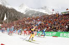 22.01.2012, Antholz, Italy (ITA): Biathlon Feature: Start of the race - IBU world cup biathlon, mass women, Antholz (ITA). www.nordicfocus.com. © Manzoni/NordicFocus. Every downloaded picture is fee-liable.