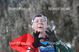 22.01.2012, Antholz, Italy (ITA): Darya Domracheva (BLR), Fischer, Rottefella, Leki - IBU world cup biathlon, mass women, Antholz (ITA). www.nordicfocus.com. © Manzoni/NordicFocus. Every downloaded picture is fee-liable.