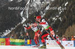 19.01.2012, Antholz, Italy (ITA): Synnoeve Solemdal (NOR), Madshus, Rottefella, Swix, ODLO, Iris Waldhuber (AUT), Fischer, Rottefella, Leki - IBU world cup biathlon, sprint women, Antholz (ITA). www.nordicfocus.com. © Manzoni/NordicFocus. Every downloaded picture is fee-liable.