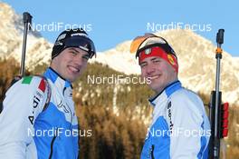 18.01.2012, Antholz, Italy (ITA): Markus Windisch (ITA), Fischer, Rottefella, Alpina, Leki, Dominik Windisch (ITA), Fischer, Rottefella, Alpina, Leki - IBU world cup biathlon, training, Antholz (ITA). www.nordicfocus.com. © Manzoni/NordicFocus. Every downloaded picture is fee-liable.