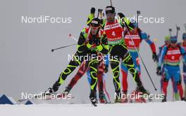 05.02.2012, Holmenkollen, Norway (NOR):  Alexis Boeuf (FRA), Salomon, Swix, OneWay - IBU world cup biathlon, mass men, Holmenkollen (NOR). www.nordicfocus.com. Â© Laiho/NordicFocus. Every downloaded picture is fee-liable.