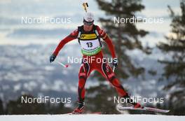 02.02.2012, Holmenkollen, Norway (NOR): Ole Einar Bjoerndalen (NOR), Madshus, Rottefella, Odlo  - IBU world cup biathlon, sprint men, Holmenkollen (NOR). www.nordicfocus.com. Â© Laiho/NordicFocus. Every downloaded picture is fee-liable.