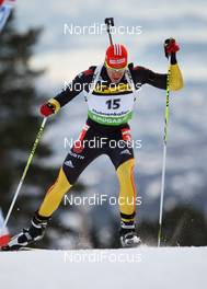 02.02.2012, Holmenkollen, Norway (NOR):  Arnd Peiffer (GER), Fischer, Salomon, OneWay, adidas - IBU world cup biathlon, sprint men, Holmenkollen (NOR). www.nordicfocus.com. Â© Laiho/NordicFocus. Every downloaded picture is fee-liable.