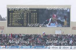 17.03.2012, Khanty-Mansiysk, Russia (RUS): Event Feature: the new screen in Khanty-Mansiysk- IBU world cup biathlon, pursuit men, Khanty-Mansiysk (RUS). www.nordicfocus.com. © Manzoni/NordicFocus. Every downloaded picture is fee-liable.
