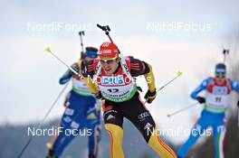 06.03.2012, Ruhpolding, Germany (GER): Arnd Peiffer (GER), Fischer, Salomon, OneWay, adidas - IBU world championships biathlon, individual men, Ruhpolding (GER). www.nordicfocus.com. © Felgenhauer/NordicFocus. Every downloaded picture is fee-liable.