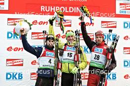 06.03.2012, Ruhpolding, Germany (GER): l-r: Simon Fourcade (FRA), Fischer, Rottefella, Rossignol, Swix, Odlo, Jakov Fak (SLO), Fischer, Rottefella, Alpina, Swix, Jaroslav Soukup (CZE), Fischer, Rottefella - IBU world championships biathlon, individual men, Ruhpolding (GER). www.nordicfocus.com. © Felgenhauer/NordicFocus. Every downloaded picture is fee-liable.