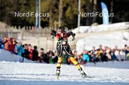 07.03.2012, Ruhpolding, Germany (GER): Andrea Henkel (GER), Fischer, Rottefella, Swix, adidas, Toko - IBU world championships biathlon, individual women, Ruhpolding (GER). www.nordicfocus.com. © Felgenhauer/NordicFocus. Every downloaded picture is fee-liable.