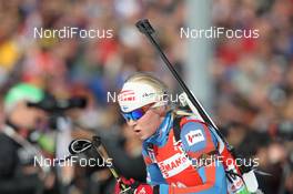 07.03.2012, Ruhpolding, Germany (GER): Mari Laukkanen (FIN), Fischer, Rottefella, Exel - IBU world championships biathlon, individual women, Ruhpolding (GER). www.nordicfocus.com. © Manzoni/NordicFocus. Every downloaded picture is fee-liable.