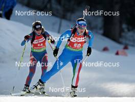 07.03.2012, Ruhpolding, Germany (GER): l-r: Laure Soulie (AND), Fischer, Rottefella, Exel, Katja Haller (ITA), Fischer, Rottefella, Leki, Casco - IBU world championships biathlon, individual women, Ruhpolding (GER). www.nordicfocus.com. © Felgenhauer/NordicFocus. Every downloaded picture is fee-liable.