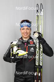 01.03.2012, Ruhpolding, Germany (GER): Magdalena Neuner (GER), Fischer, Rottefella, Swix, adidas, Toko - IBU world championships biathlon, medals, Ruhpolding (GER). www.nordicfocus.com. © Manzoni/NordicFocus. Every downloaded picture is fee-liable.
