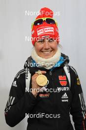10.03.2012, Ruhpolding, Germany (GER): Tina Bachmann (GER), Fischer, Rottefella, Swix, adidas  - IBU world championships biathlon, medals, Ruhpolding (GER). www.nordicfocus.com. © Manzoni/NordicFocus. Every downloaded picture is fee-liable.