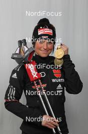 10.03.2012, Ruhpolding, Germany (GER): Andrea Henkel (GER), Fischer, Rottefella, Swix, adidas, Toko - IBU world championships biathlon, medals, Ruhpolding (GER). www.nordicfocus.com. © Manzoni/NordicFocus. Every downloaded picture is fee-liable.