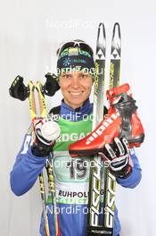 01.03.2012, Ruhpolding, Germany (GER): Teja Gregorin (SLO), Fischer, Rottefella, Alpina, Leki - IBU world championships biathlon, medals, Ruhpolding (GER). www.nordicfocus.com. © Manzoni/NordicFocus. Every downloaded picture is fee-liable.