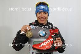 09.03.2012, Ruhpolding, Germany (GER): Andreas Birnbacher (GER), Fischer, Rottefella, Alpina, Leki, adidas - IBU world championships biathlon, medals, Ruhpolding (GER). www.nordicfocus.com. © Manzoni/NordicFocus. Every downloaded picture is fee-liable.